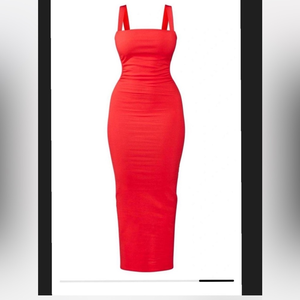 Red Cutout Midi Dress - Picture 2 of 7